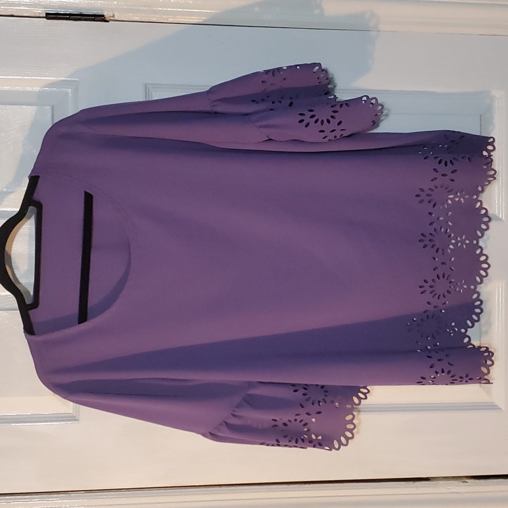 Shein Curve 3X Purple Cut out Blouse